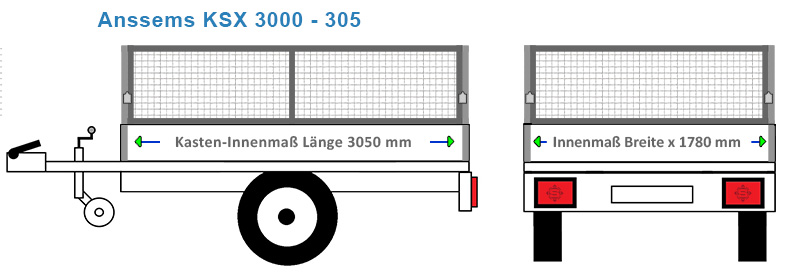 Passende Laubgitter für den Anhänger Anssems  KSX 3000 - 305. 4 Millimeter Wellengitter