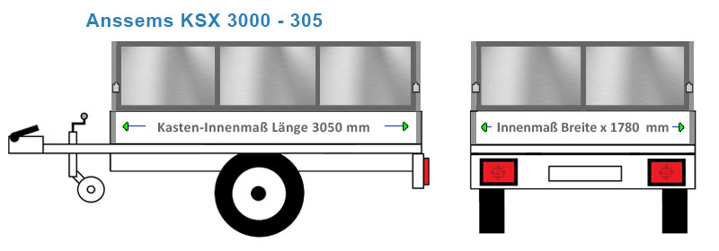 Bordwand Erhöhung in ALU oder Blech für den Anhänger Anssems  KSX 3000 - 305. Gefertigt in Bayern 