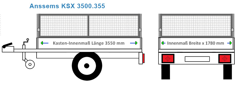 Passende Laubgitter für den Anhänger Anssems  KSX 3500.355. 4 Millimeter Wellengitter
