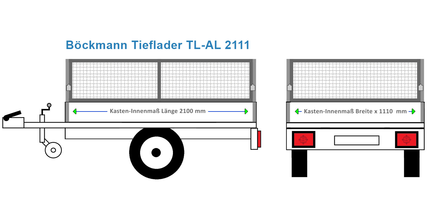 Passende Laubgitter für den Anhänger Böckmann Tieflader TL - AL 2111. 4 Millimeter Wellengitter für höchste Stabilität.