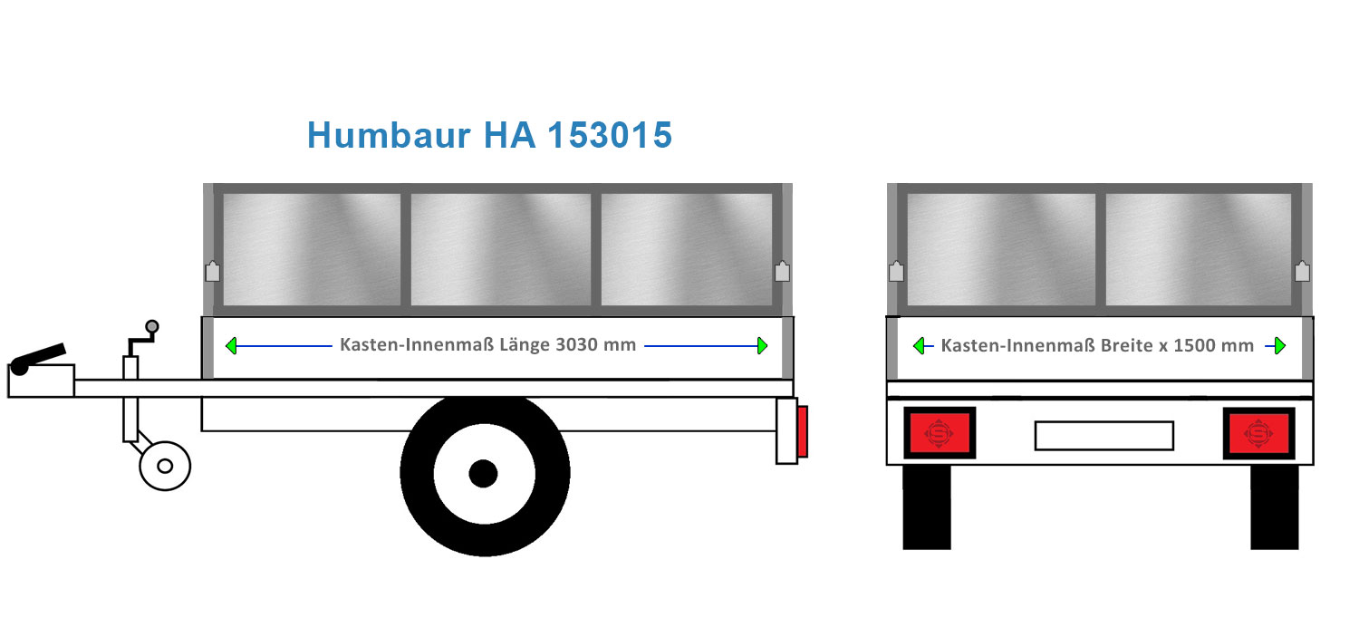 Bordwand Erhöhung in ALU oder Blech für den Anhänger Humbaur HA 153015 und HA 133015 handgefertigt in Bayern 