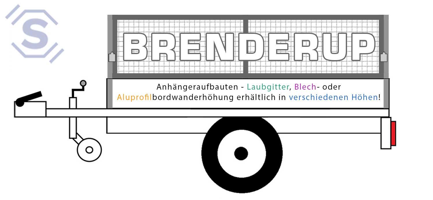 Brenderup Anhängeraufbauten. Laubgitter oder Bordwanderhöhung aus Alu oder Blech, erhältlich in 60/80/100 cm.