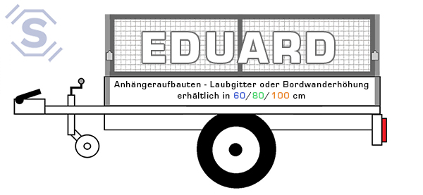 Eduard Anhängeraufbauten. Laubgitter oder Bordwanderhöhung aus Alu oder Blech, erhältlich in 60/80/100 cm.