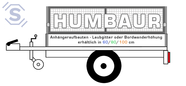 Humbaur Anhängeraufbauten. Laubgitter oder Bordwanderhöhung aus Alu oder Blech, erhältlich in 60/80/100 cm.