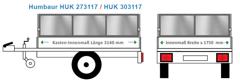 Bordwand Erhöhung in ALU oder Blech für den Anhänger Humbaur HUK 273117, HUK 303117  gefertigt in Bayern 