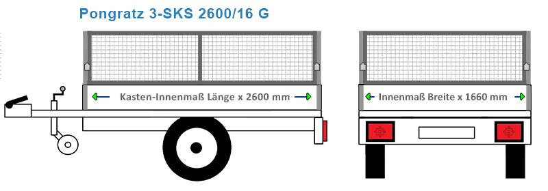 Passende Laubgitter für den Anhänger Pongratz 3-SKS 2600/16 G. 4 Millimeter Wellengitter für höchste Stabilität.