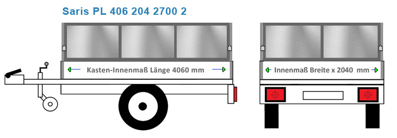 Bordwand Erhöhung in ALU oder Blech für den Anhänger Saris PL 406 204 2700 2 . Gefertigt in Bayern von erfahrenen Metalbau Facharbeitern 