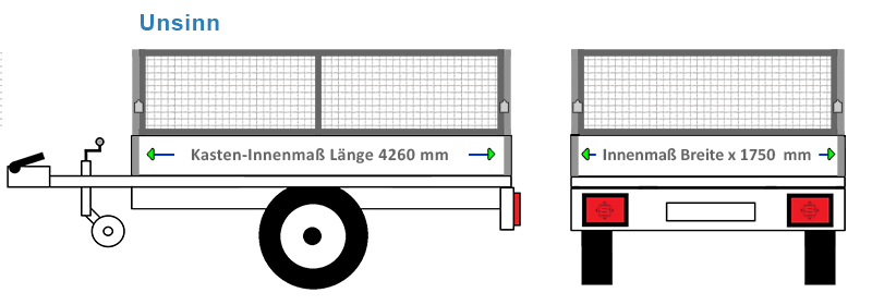 Passende Laubgitter für den Anhänger Unsinn Unsinn 4260 x 1750 mm mit 4 Millimeter Wellengitter