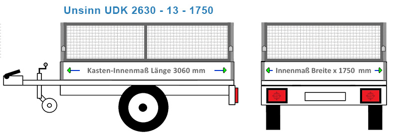 Passende Laubgitter für den Anhänger Unsinn UDK 2630 - 13 - 1750 mit 4 Millimeter Wellengitter