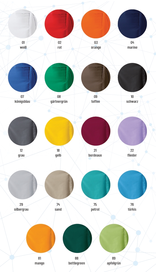 Bistroschürze Vorbinder in 20 verschiedenen Farben