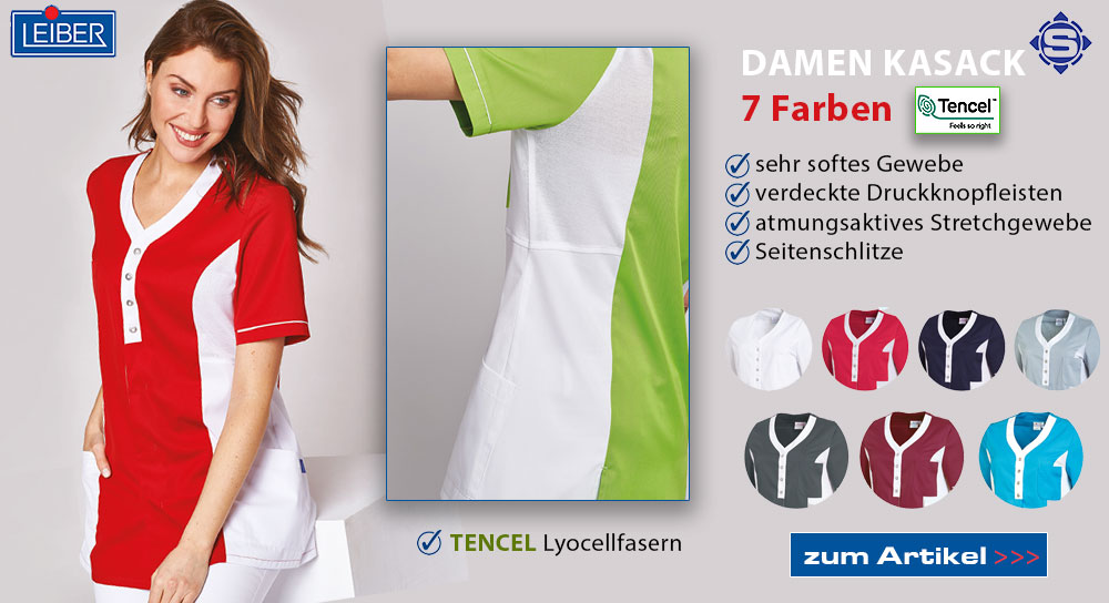 Ein sehr bequemer Damen Kasack in vielen Farben, grün, blau, bordeaux, rot, grau, hellgrau und weiß, mit LYOCELL und TENCEL