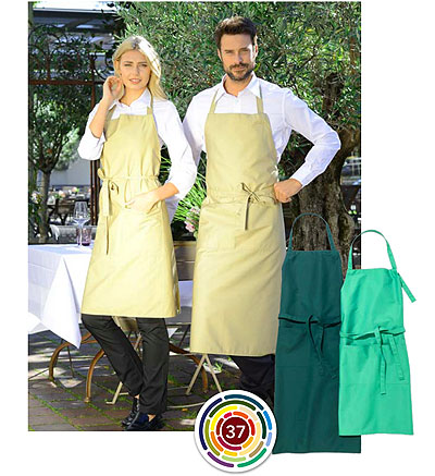 Wählen Sie Ihre Latzschürze mit Tasche aus 37 Farben