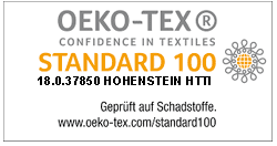 Oeko Tex Textilien sind schadstofffrei, daher auch für Allergiker geeignet. Geprüft!