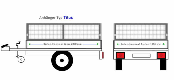 Agados Anhängeraufbau Titus 2050 x 1500