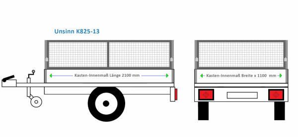 Unsinn Anhängeraufbau K825-13 2100 x 1100