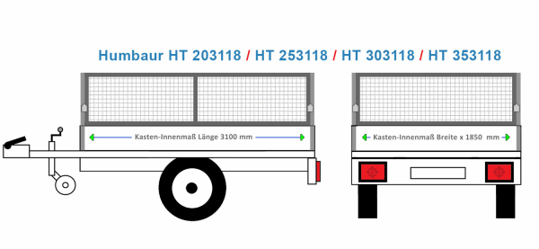 Humbaur Anhängeraufbau HT 203118, 3100 x 1850
