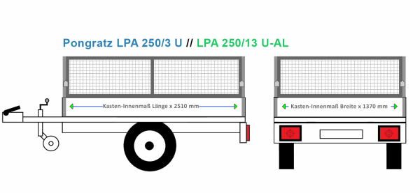 Pongratz Anhängeraufbau LPA 250/13 U, 2510 x 1370