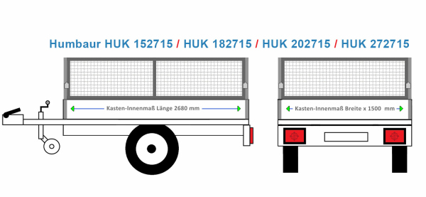 Humbaur Anhängeraufbau HUK 152715, 2680 x 1500 Laubgitter 60 cm STAHL verzinkt