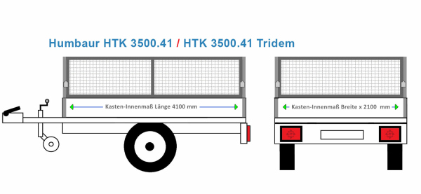 Humbaur Anhängeraufbau HTK 3500.41, 4100 x 2100 Laubgitter 60 cm STAHL verzinkt