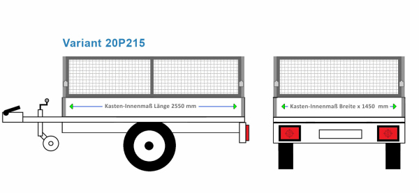 Variant Anhängeraufbau 20P215, 2550  x 1450