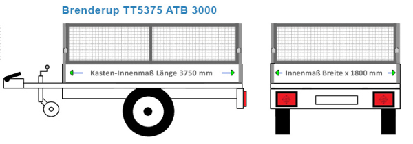 Brenderup Anhängeraufbau TT5375 ATB 3000, 3750  x 1800