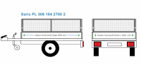 Saris Anhängeraufbau PL 306 184 2700 2, 3060  x 1840 Bordwanderhöhung 40 cm BLECH verzinkt ab ca. 2018 - 50 x 50 x 3 mm