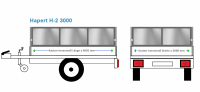 Hapert Anhängeraufbau H-2 3000, 4050 x 2000 Bordwanderhöhung 80 cm BLECH verzinkt Mit Pendelbordwand