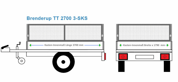 Laubgitter Brenderup Anhängeraufbau TT 2700 3-SKS, 3070  x 1790 40 cm