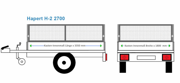 Laubgitter Hapert Anhängeraufbau H-2 2700, 3350 x 1800 40 cm Ohne Pendelbordwand