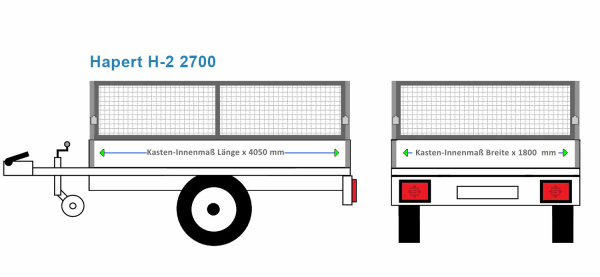 Laubgitter Hapert Anhängeraufbau H-2 2700, 4050 x 1800 100 cm Mit Pendelbordwand