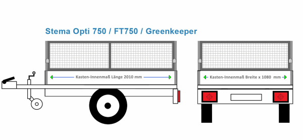 Laubgitter Stema Anhängeraufbau Opti750, FT750, Greenkeeper , 2010  x 1080 60 cm